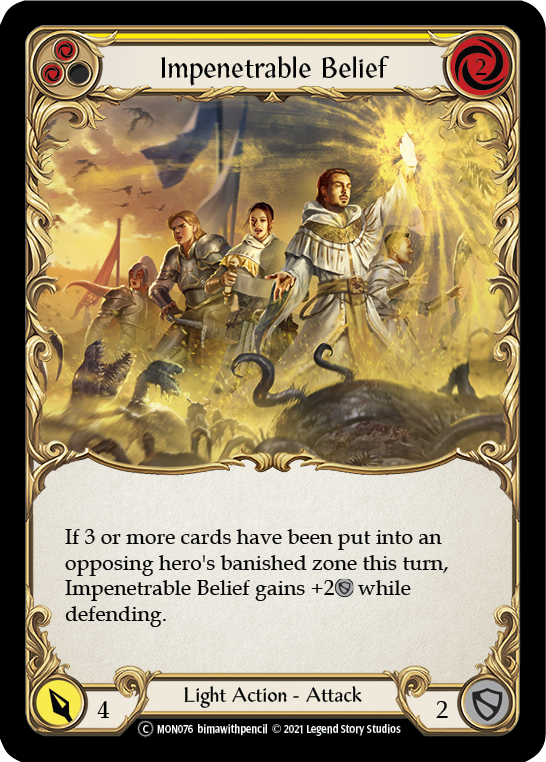 Impenetrable Belief (Yellow) [U-MON076-RF] (Monarch Unlimited) Unlimited Rainbow Foil