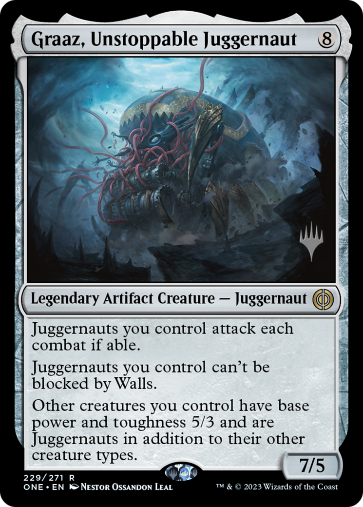 Graaz, Unstoppable Juggernaut (Promo Pack) [Phyrexia: All Will Be One Promo Pack]