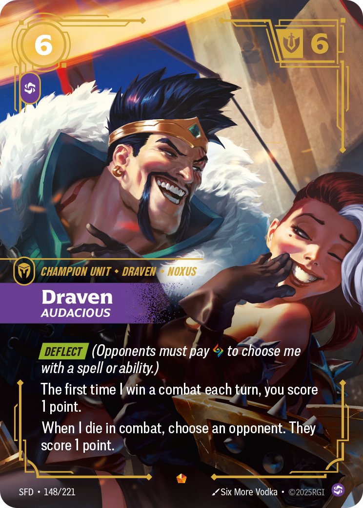 front of card Draven, Audacious [Spiritforged] 148/221