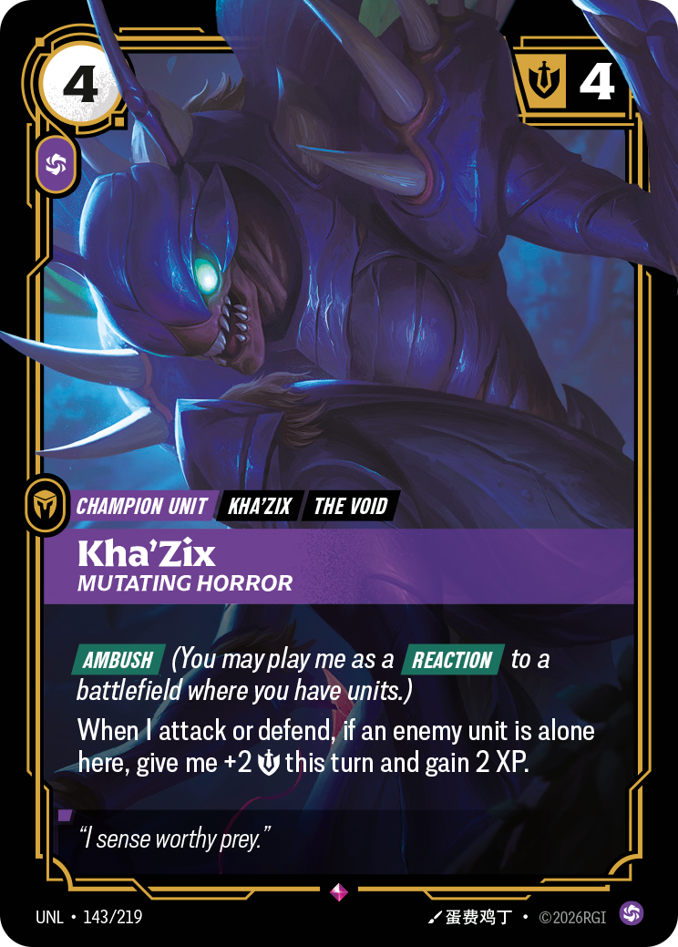 front of card Kha'Zix, Mutating Horror [Unleashed] 143/219