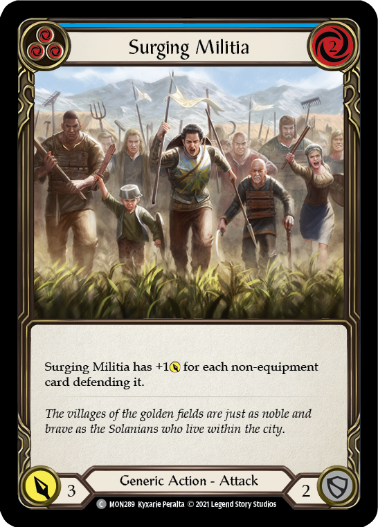 Surging Militia (Blue) [MON289-RF] (Monarch) 1st Edition Rainbow Foil