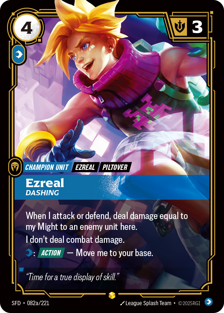 front of card Ezreal, Dashing (Alternate Art) [Spiritforged] 082a/221