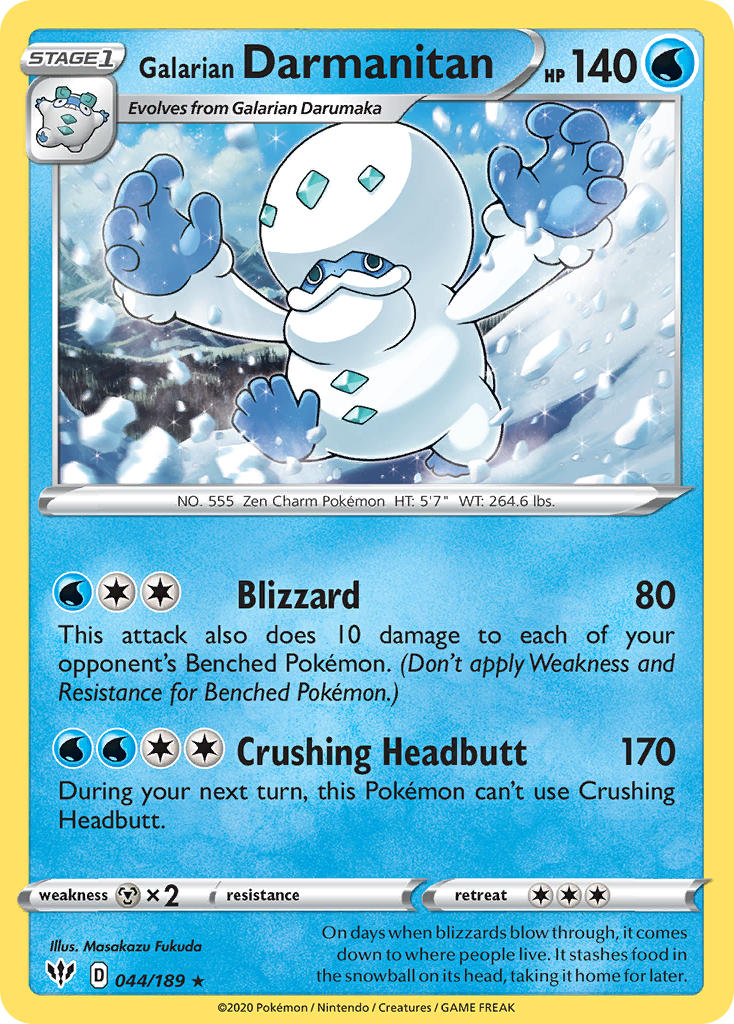 Galarian Darmanitan (044/189) (Cracked Ice Holo) (Sword & Shield: Darkness Ablaze) [Theme Deck Exclusive]