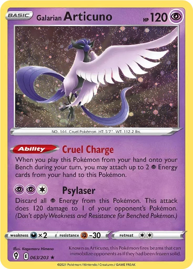 Galarian Articuno (063/203) (Cosmos Holo) (Sword & Shield: Evolving Skies) [Theme Deck Exclusive]