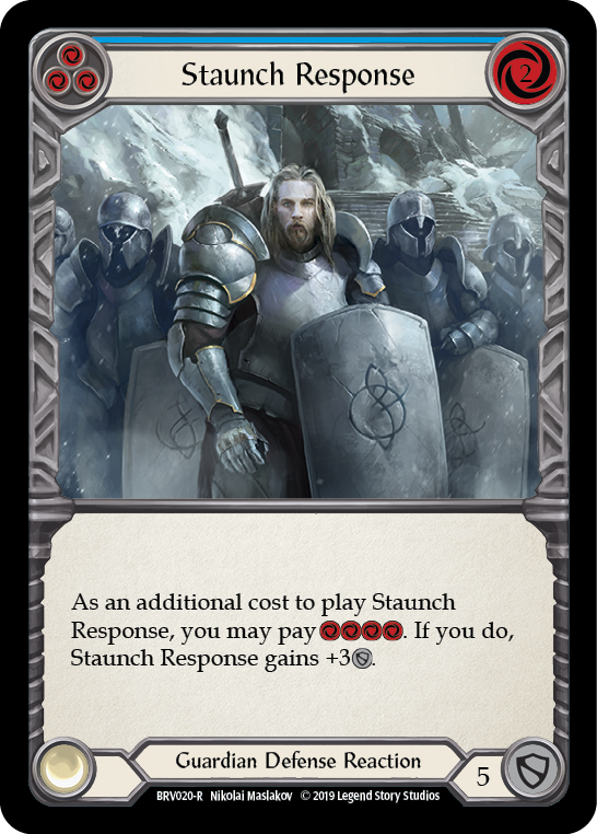 Staunch Response (Blue) [BVO020-R] (Bravo Hero Deck) 1st Edition Normal