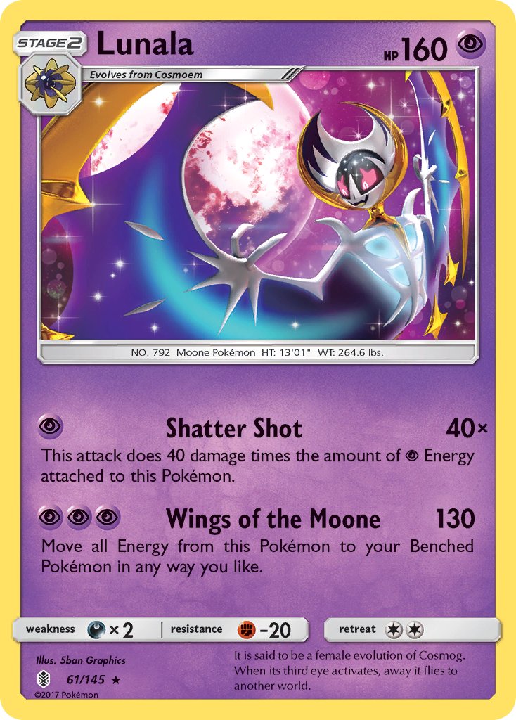 Lunala (61/145) (Cracked Ice Holo) (Theme Deck Exclusive) [Sun & Moon: Guardians Rising]