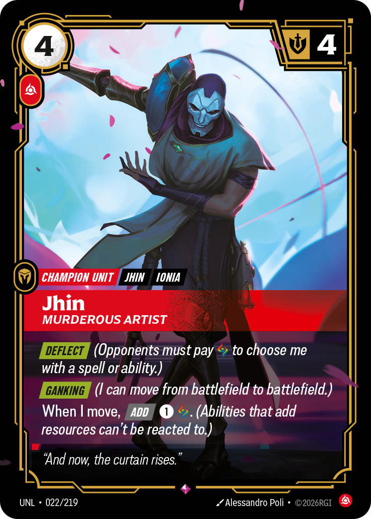front of card Jhin, Murderous Artist [Unleashed] 022/219