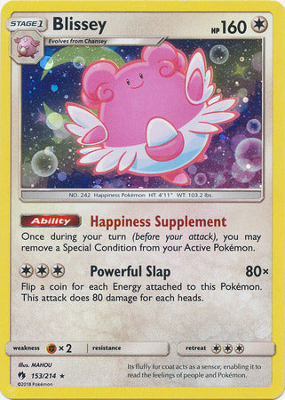 Blissey (153/214) (Cosmos Holo) (Sun & Moon: Lost Thunder) [Theme Deck Exclusive]