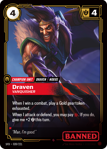 front of card Draven, Vanquisher [Spiritforged] 020/221