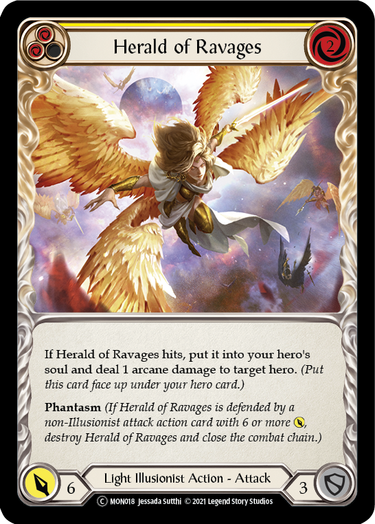 Herald of Ravages (Yellow) [U-MON018-RF] (Monarch Unlimited) Unlimited Rainbow Foil