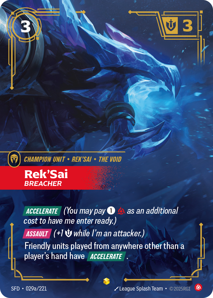 front of card Rek'Sai, Breacher (Alternate Art) [Spiritforged] 029a/221