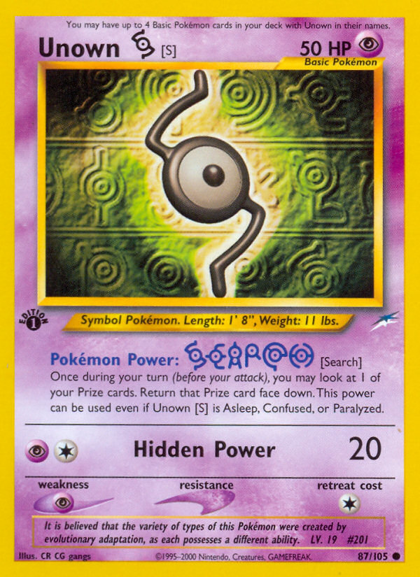 Unown (S) (87/105) [Neo Destiny 1st Edition]