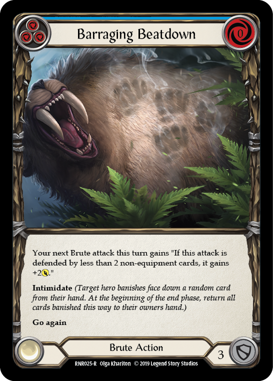Barraging Beatdown (Blue) [RNR025-R] (Rhinar Hero Deck) 1st Edition Normal