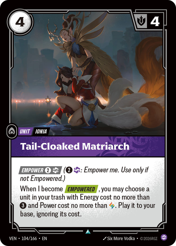 front of card Tail-Cloaked Matriarch [Vendetta] 104/166