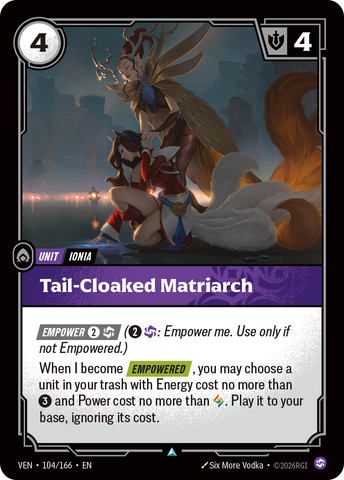 front of card Tail-Cloaked Matriarch [Vendetta] 104/166