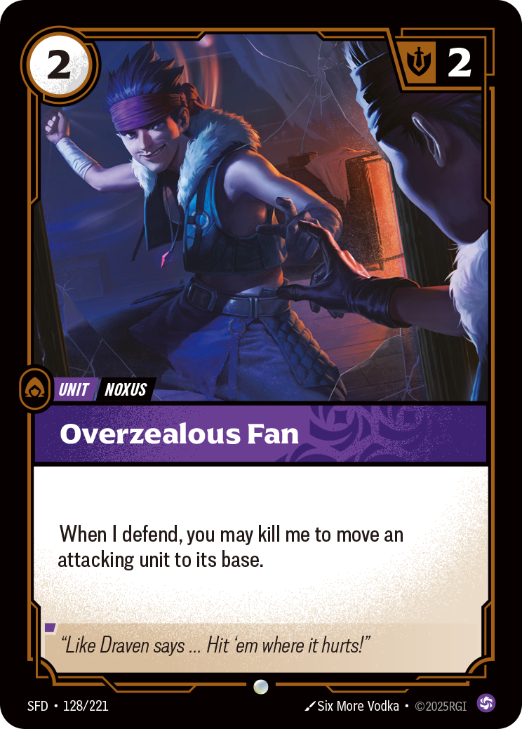 front of card Overzealous Fan [Spiritforged] 128/221
