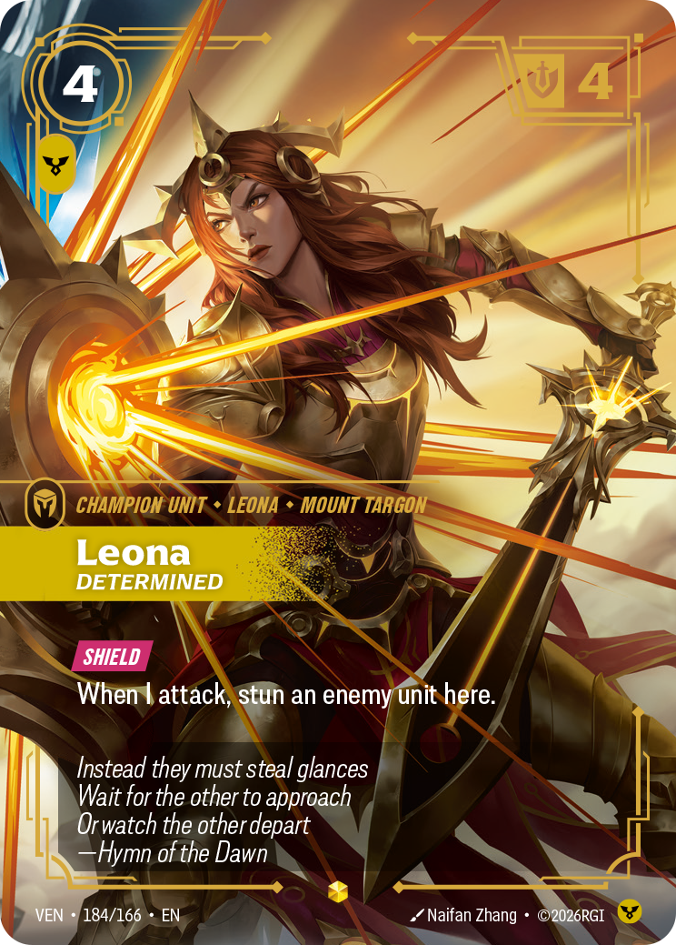front of card Leona, Determined (Overnumbered) [Vendetta] 184/166