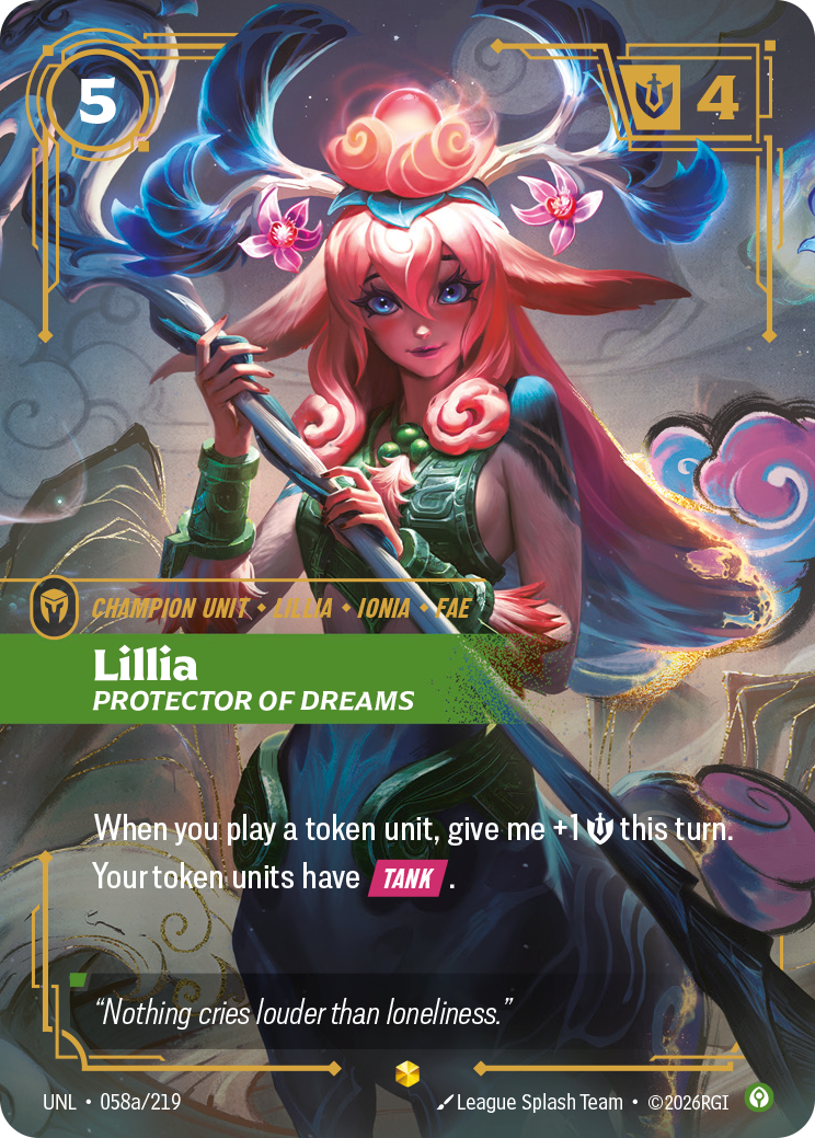 front of card Lillia, Protector of Dreams (Alternate Art) [Unleashed] 058a/219