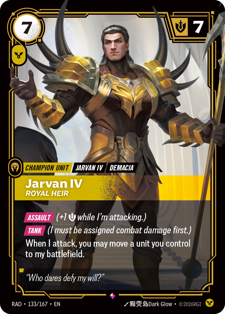 front of card Jarvan IV, Royal Heir [Radiance] 133/167