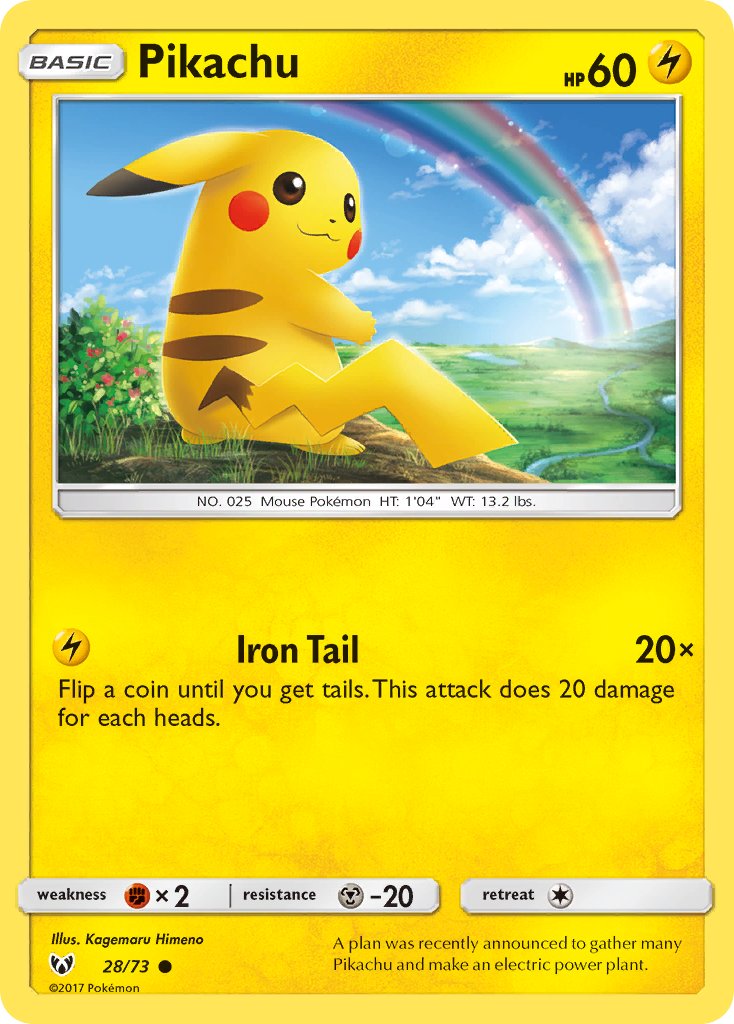Pikachu (28/73) (Lets Play, Pikachu Cracked Ice Holo) (Theme Deck Exclusives) (Sun & Moon: Shining Legends) [Theme Deck Exclusive]