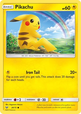 Pikachu (28/73) (Lets Play, Pikachu Cracked Ice Holo) (Theme Deck Exclusives) (Sun & Moon: Shining Legends) [Theme Deck Exclusive]