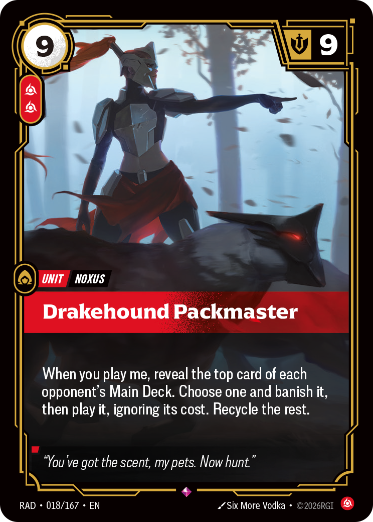 front of card Drakehound Packmaster [Radiance] 018/167