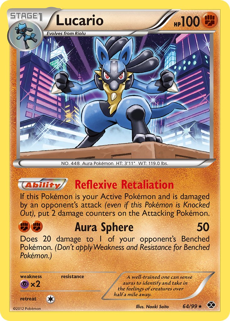 Lucario (64/99) (Cosmos Holo) (Blister Exclusive) (Black & White: Next Destinies) [Theme Deck Exclusive]