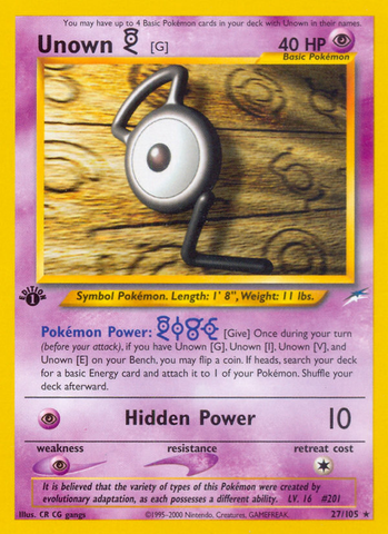 Unown (G) (27/105) [Neo Destiny 1st Edition]