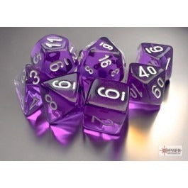 Chessex Translucent Mini 7 Die Set Purple/White - chx20377