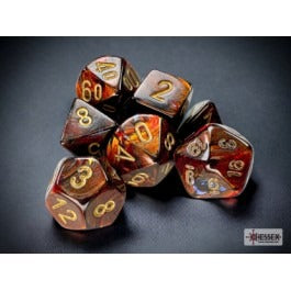 Chessex Scarab Mini 7 Die Set Blue Blood/Gold - chx20419