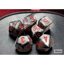 Chessex Velvet Mini 7 Die Set Black/Red - chx20478