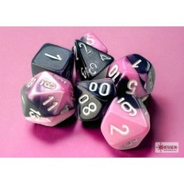 Chessex Gemini Mini 7 Die Set Black Pink/White - chx20630