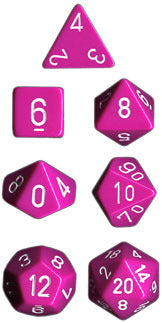 Opaque Light Purple / White 7 Dice Set - CHX25427