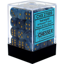 36 Teal/Gold 16mm D6 Nebula Dice Block - CHX27889
