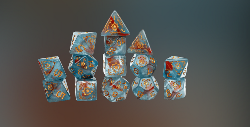 Sirius Dice: Adventure Dice Set - D&D Cleric: Light Blue/Red