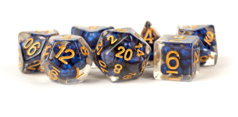 Metallic Dice Games - Pearl Royal Blue w/ Gold Numbers - 16mm Dice Set