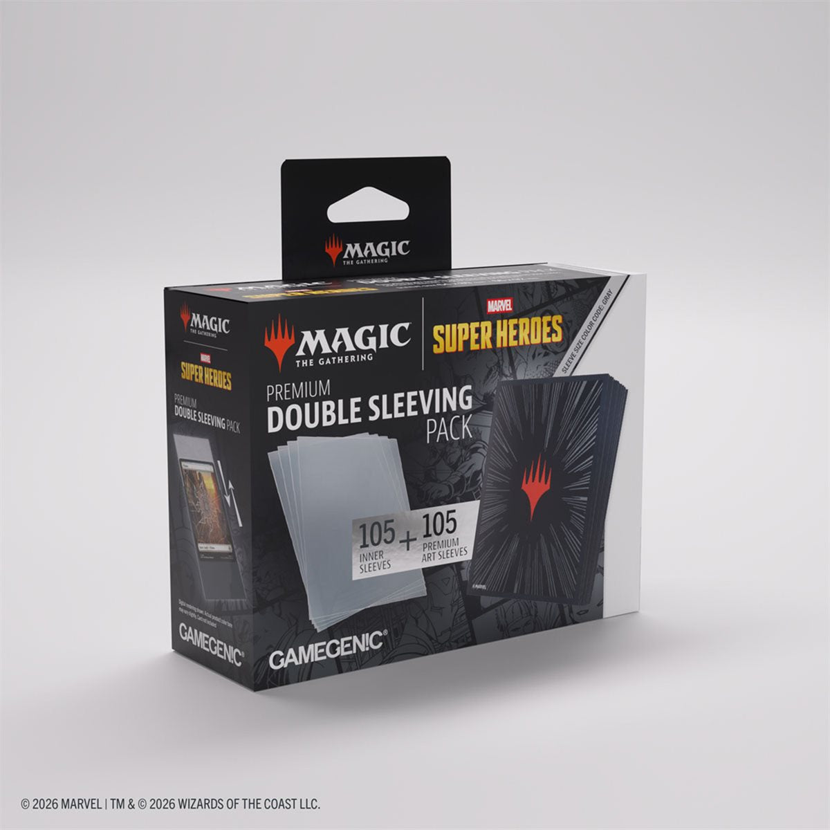 Gamegenic - Premium Double Sleeving Pack (105pcs) - MTG: Marvel Super Heroes - Black Comic Burst