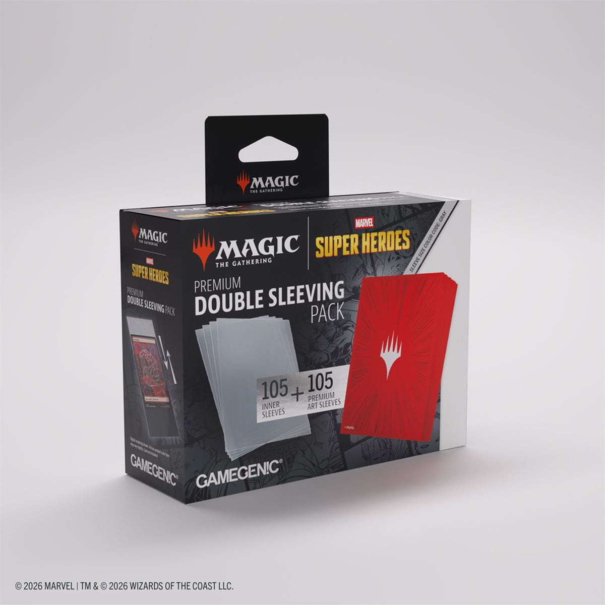 Gamegenic - Premium Double Sleeving Pack (105pcs) - MTG: Marvel Super Heroes - Red Comic Burst