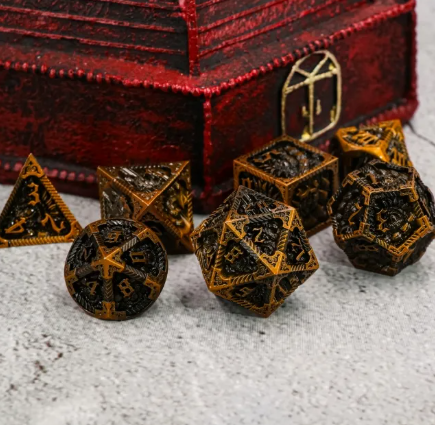 Metal Polyhedral Dice Set - Ancient Gold (7pc)