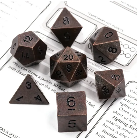 Metal Polyhedral Dice Set - Worn Copper (7pc)