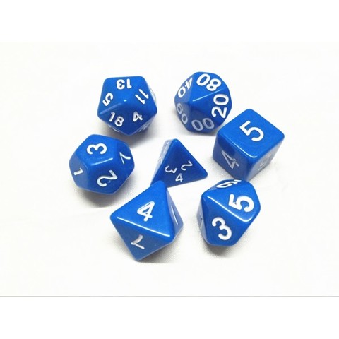 HD Polyhedral 7 Dice Set Blue opaque dice