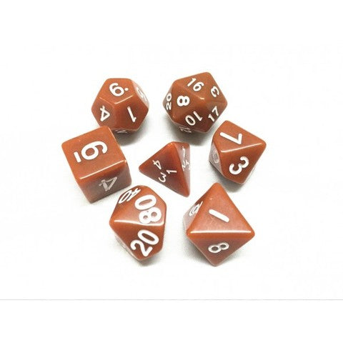 HD Polyhedral 7 Dice Set Brown opaque dice