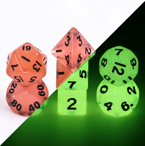 HD Mini Dice Set - Glow in the Dark Red (7ct)