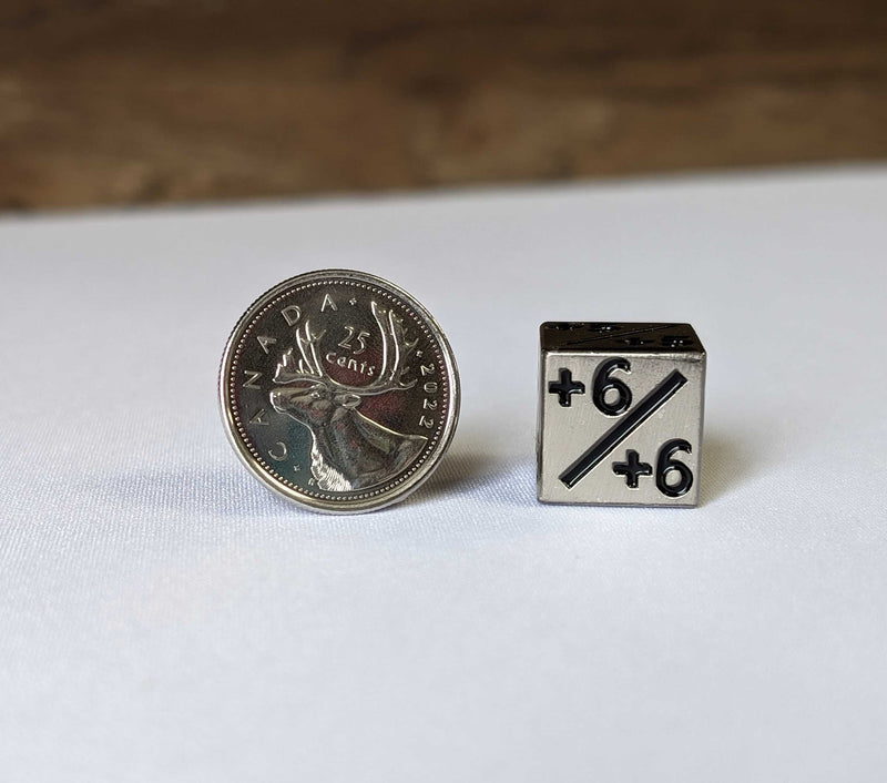 Individual Counter Dice Token: Metal Series Silver: +1/+1