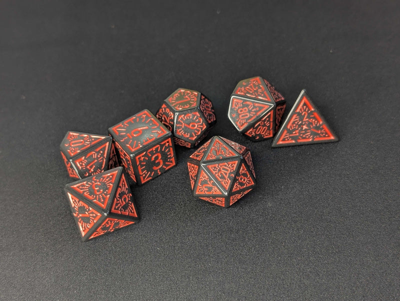 1985 Dice - Arcane Burst Black/Red Dice Set (7pc)