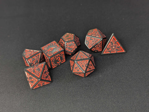 1985 Dice - Arcane Burst Black/Red Dice Set (7pc)