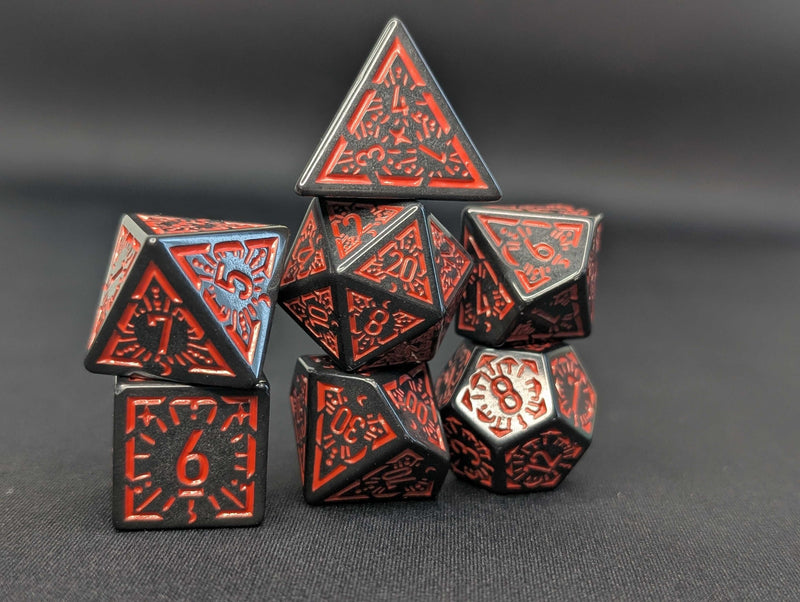 1985 Dice - Arcane Burst Black/Red Dice Set (7pc)