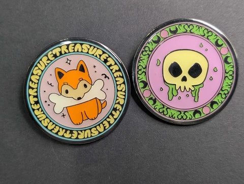 CloverAlters - Metallic Dog Treasure/Poison Token - Enamel Coin
