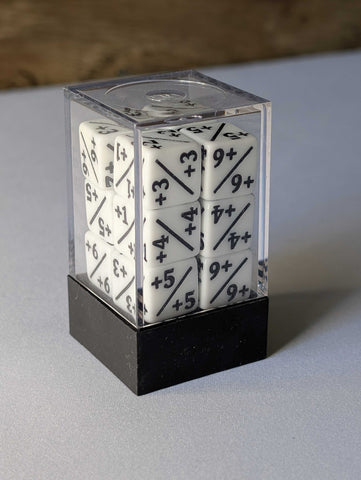 Mini Counter Dice Token Set of 12: (+1/+1) ONLY - Opaque White