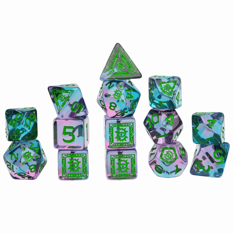 Sirius Dice: Adventure Dice Set - D&D Warlock: Green/Purple